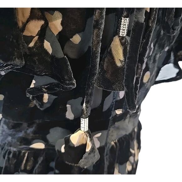 Caara Womens Velvet Burnout Flutter Maxi Dress XL Whimsigoth Fairy Grunge Black - Picture 6 of 10